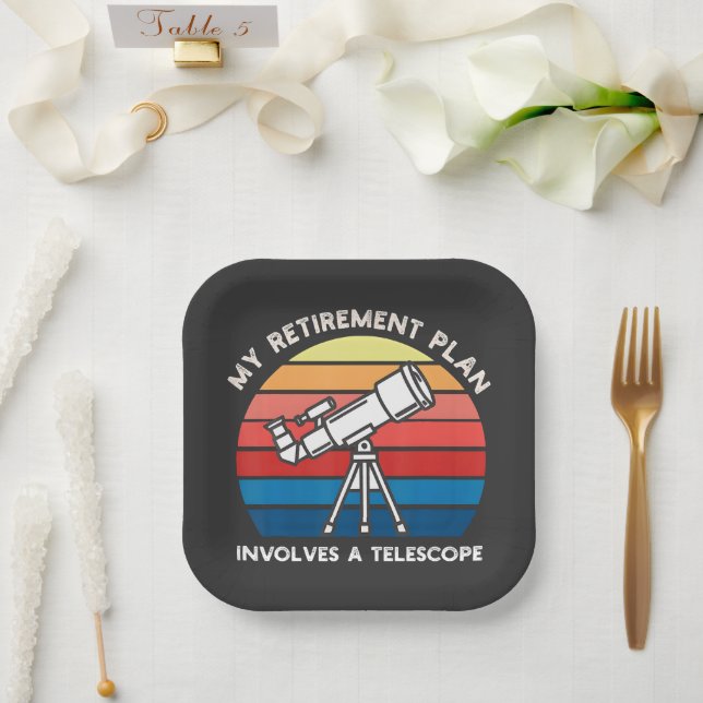 Assiettes En Carton Mon plan de retraite implique un télescope (Mariage)