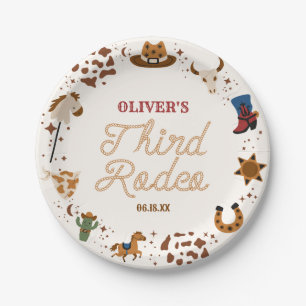 Assiettes En Carton Mon troisième rodéo Western Cowboy 3e fête d'anniv