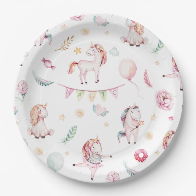 Assiettes En Carton Monde de la licorne magique (Devant)