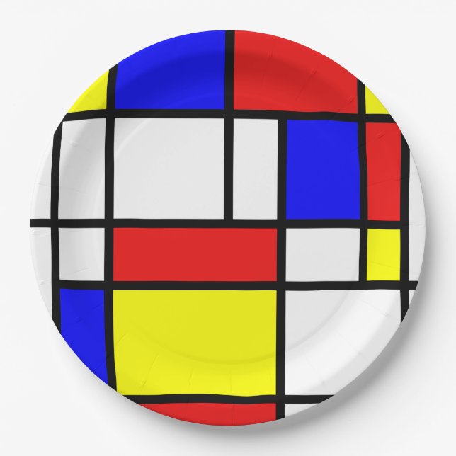 Assiettes En Carton Mondrian a inspiré (Devant)