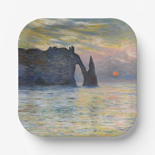 Assiettes En Carton Monet - Le Manneport, Falaise à Etretat, coucher d (Recto)