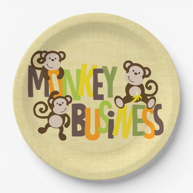 Assiettes En Carton Monkey Business (Devant)