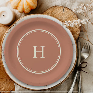Assiettes En Carton Monogramme classique simple et élégant sur terre c