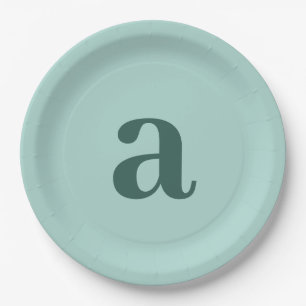 Assiettes En Carton Monogramme d'anniversaire sarcelle minimaliste