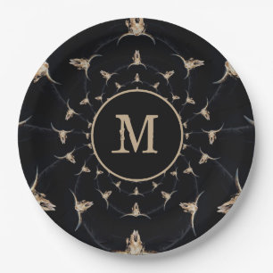 Assiettes En Carton Monogramme de cowboy à tête molle Pays Vintage B