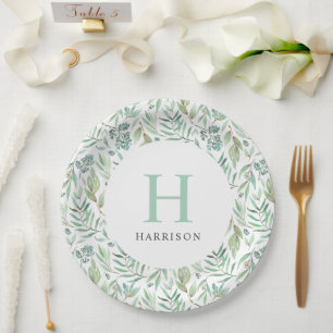 Assiettes En Carton Monogramme de la famille Spring Meadow