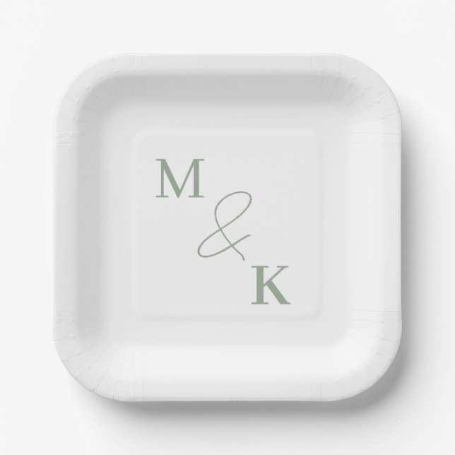Assiettes En Carton Monogramme des initiés des couples (Recto)