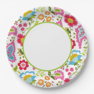 Assiettes En Carton Monogramme floral