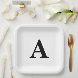 Assiettes En Carton Monogramme Initial Élégant Nom personnalisé Noi