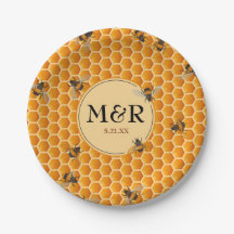 Monogramme Initiales Honeypeb Bees Gold