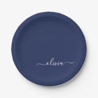 Monogramme moderne bleu marine et blanc