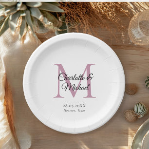 Assiettes En Carton Monogramme moderne minimal