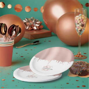 Assiettes En Carton Monogramme Rose tendance Pink Gold