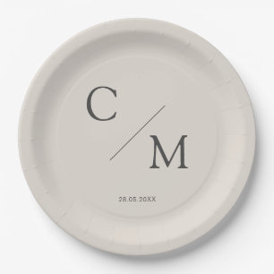 Assiettes En Carton monogramme simple et élégant