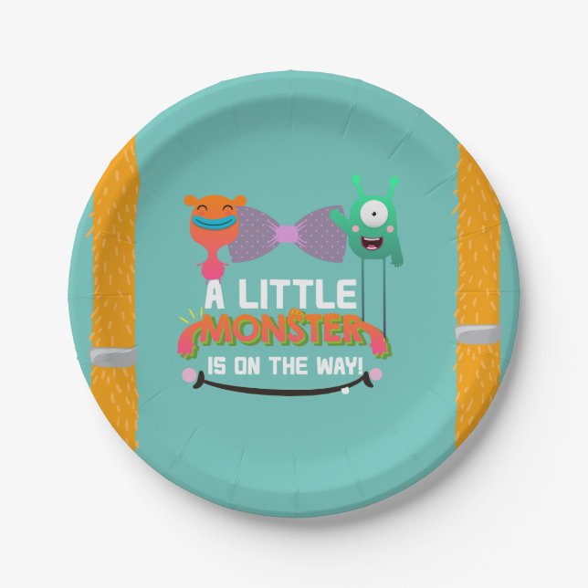 Assiettes En Carton Monster Baby shower - Ils ont créé un Monster (Devant)