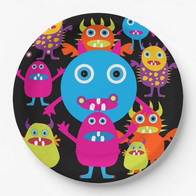 Assiettes En Carton Monster Bash Anniversaire Fun Halloween (Devant)