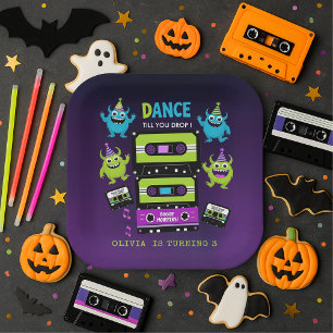 Assiettes En Carton Monster Dance Party Anniversaire Neon Boogie Monst