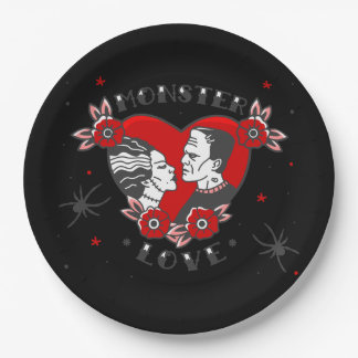 Assiettes En Carton monster love rockabilly frankenstein valentine