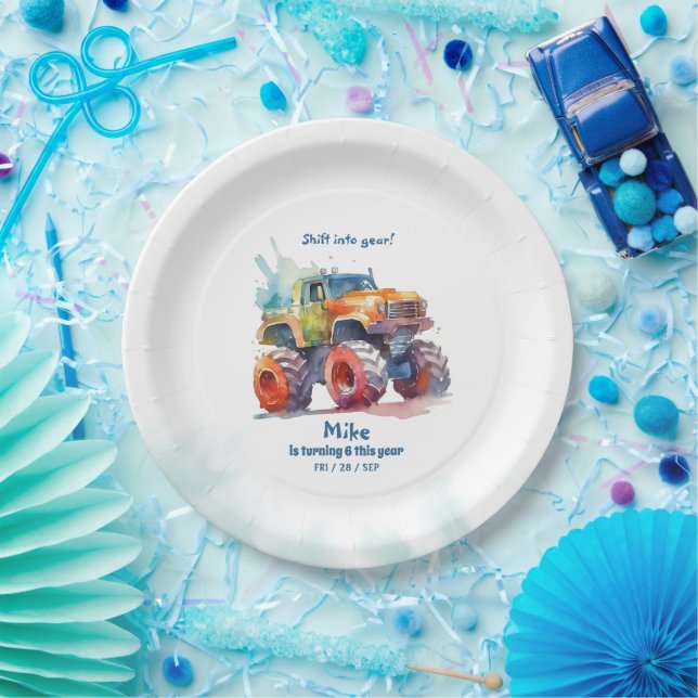 Assiettes En Carton Monster Truck boy Anniversaire (Fête)