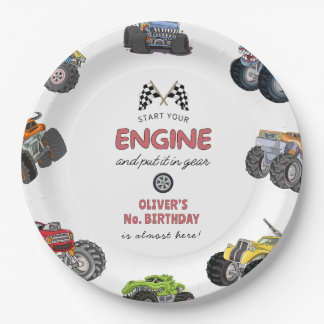 Assiettes En Carton Monster truck, boy any age birthday
