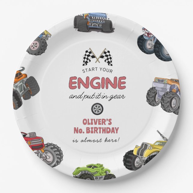 Assiettes En Carton Monster truck, boy any age birthday (Devant)