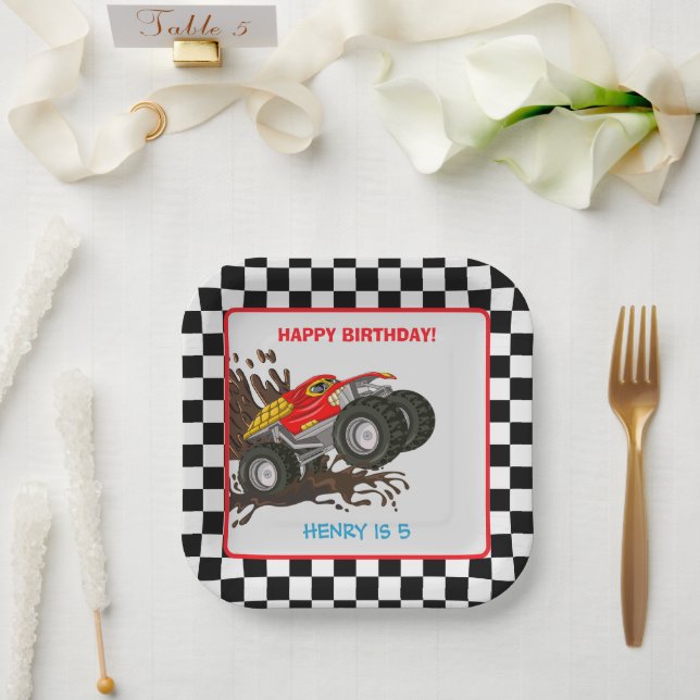 Assiettes En Carton Monster Truck Rally Décorations d'anniversaire (Mariage)