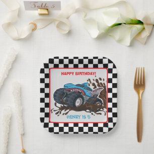 Assiettes En Carton Monster Truck Rally Décorations d'anniversaire