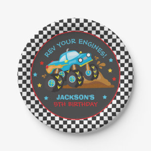 Assiettes En Carton Monster Truck Rally Décorations d'anniversaire