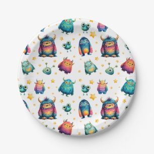 Assiettes En Carton Monstre Whimsical Motif Fête d'anniversaire pour e