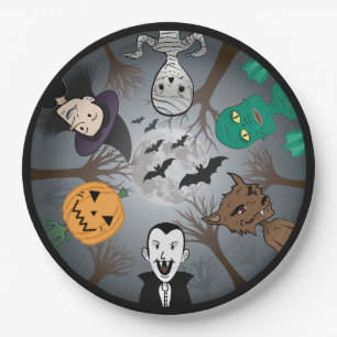 Assiettes En Carton Monstres d'Halloween