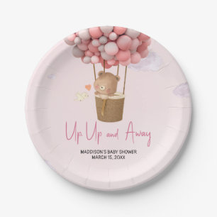 Assiettes En Carton Montgolfière Rose Fête de Bébé