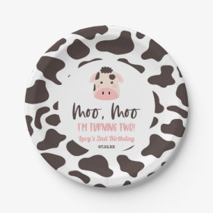 Assiettes En Carton Moo Moo I'm Turin Two Cow 2nd Birthday Party