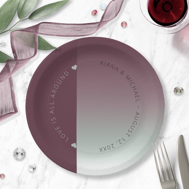 Assiettes En Carton Mood Gradient Mariage Bourgogne Mist ID741 (Créateur téléchargé)