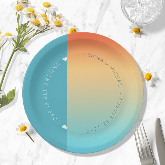 Assiettes En Carton Mood Gradient Mariage Ciel tropical ID741 (Créateur téléchargé)