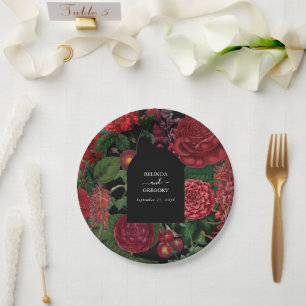 Assiettes En Carton Moody Florals Arc Noir Bourgogne Rouge Mariage