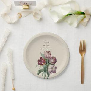 Assiettes En Carton Moody Watercolor Purple Tulips Mariage Cadeau