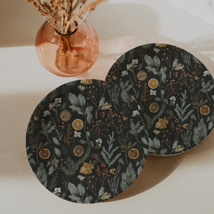 Assiettes En Carton Moody Winter Botanical Christmas Holiday