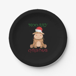 Assiettes En Carton Moorry Christmas Cow Père Noël Puns de Noël Animau
