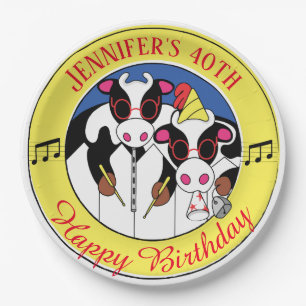 Assiettes En Carton Moosiciens Funny fête d'anniversaire