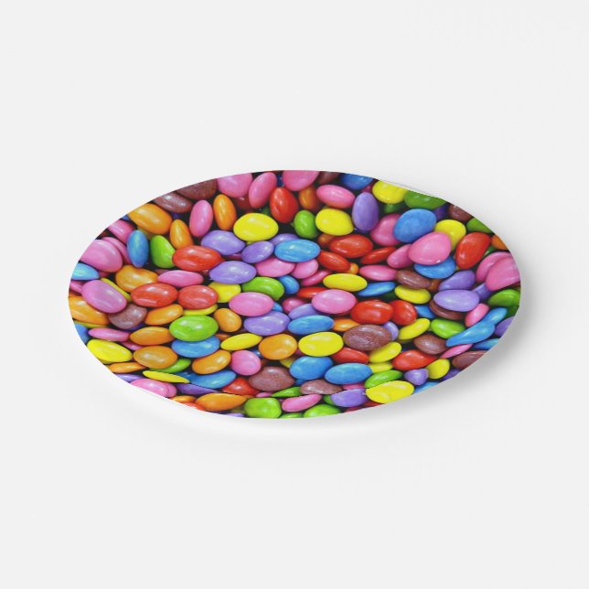 Assiettes En Carton Morceaux de bonbons colorés (Angle)