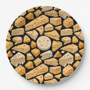 Assiettes En Carton Morceaux de fromage avec des trous naturels Motif 
