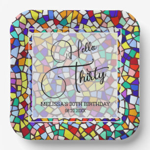 Assiettes En Carton Mosaic Colorful & Fun Bonjour Trente 30ème Anniver