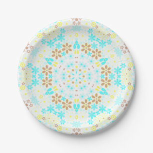 Assiettes En Carton Mosaïque Abstraite kaléidoscopique fleurs florales