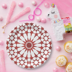 Assiettes En Carton Mosaïque andalouse rouge ALHAMBRA