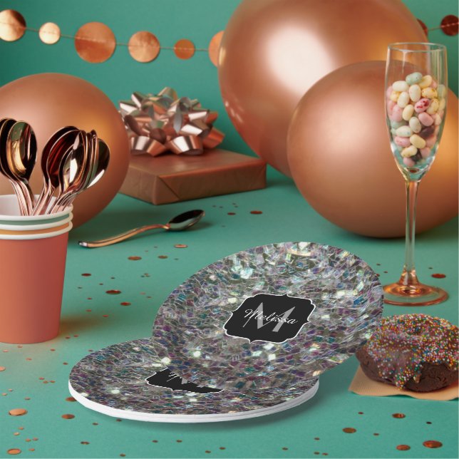 Assiettes En Carton Mosaïque argentée brillante (Multi)