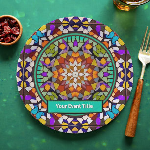 Assiettes En Carton Mosaïque des couleurs du Carnaval pour une occasio