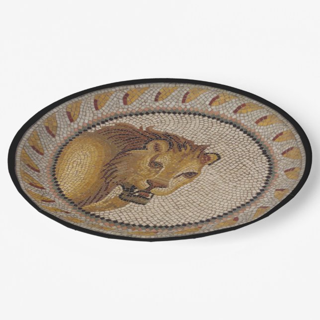 Assiettes En Carton Mosaïque du lion romain (Angle)