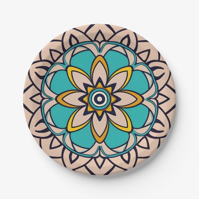 Assiettes En Carton mosaïque marocaine andalouse (Devant)