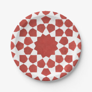 Assiettes En Carton mosaïque marocaine rouge MAMLUK