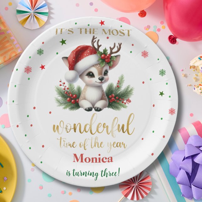 Assiettes En Carton Most wonderful time christmas birthday (Créateur téléchargé)